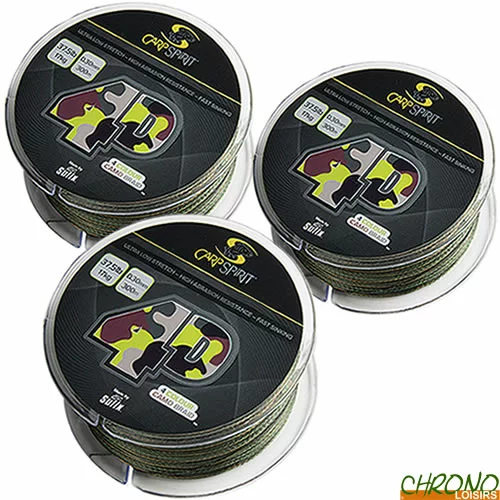 Tresse Carp Spirit 4D Camo Braid 0.35mm 300m (les 3) 3 Tresse Carp Spirit 4D Camo Braid 0.35mm 300m (les 3)