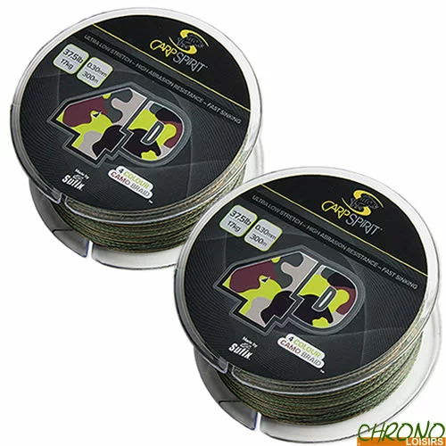 Tresse Carp Spirit 4D Camo Braid 0.35mm 300m (les 2) 3 Tresse Carp Spirit 4D Camo Braid 0.35mm 300m (les 2)