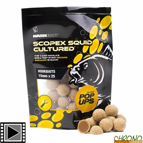 Nash Bait Pop Ups Nash Cultured Scopex Squid 15mm (par 25) 3 Nash Bait Pop Ups Nash Cultured Scopex Squid 15mm (par 25)