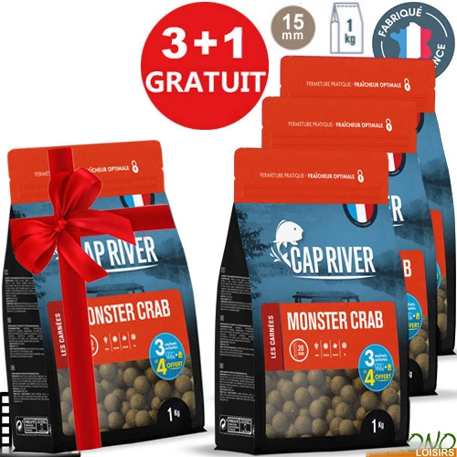 Bouillettes Cap River Monster Crab 15mm 1kg (x3) 3 Bouillettes Cap River Monster Crab 15mm 1kg (x3)