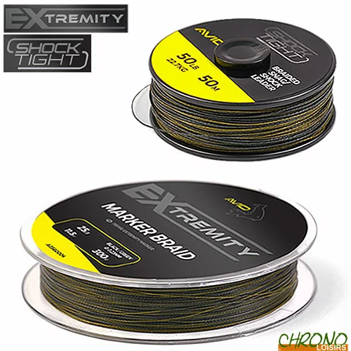 Tresse Avid Carp Extremity Marker 300m + Arrachée Shock Tight 50m 3 Tresse Avid Carp Extremity Marker 300m + Arrachée Shock Tight 50m